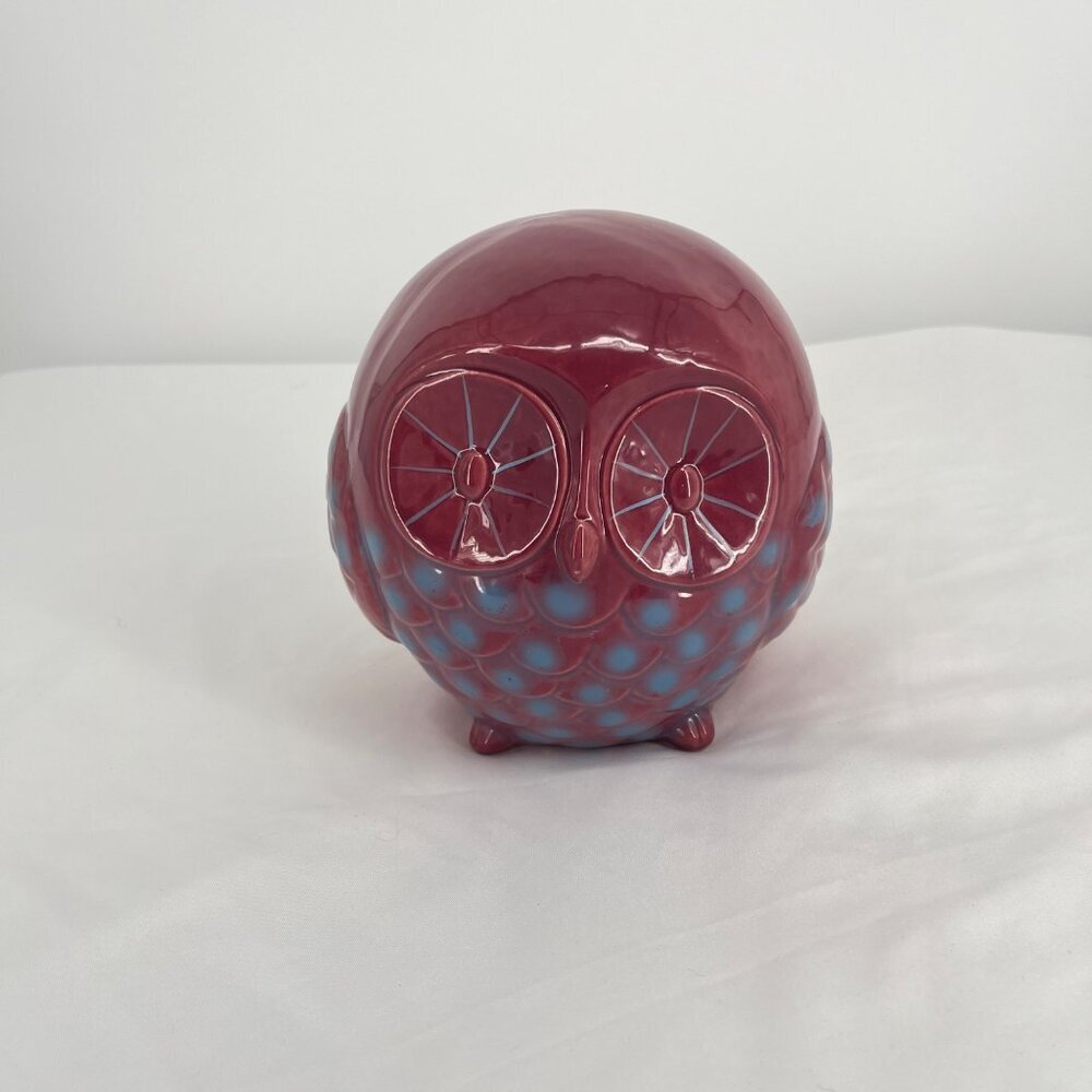 Ceramic Owl Statue By Garden Place Red & Blue 6.5"‎ X 6.5" X 6.5" Home Decor